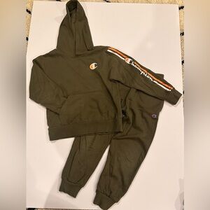 Champion Kids Olive Green Sweatpants & Hoodie Set